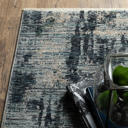 Hayden Abstract Beige/ Blue Cut Pile Rug