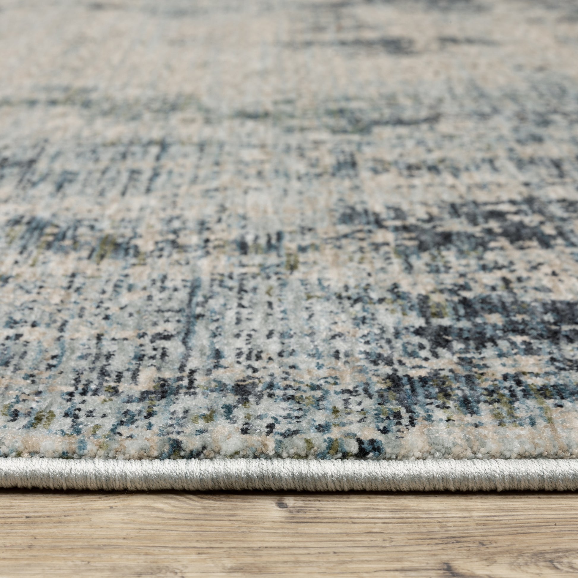 Hayden Abstract Beige/ Blue Cut Pile Rug