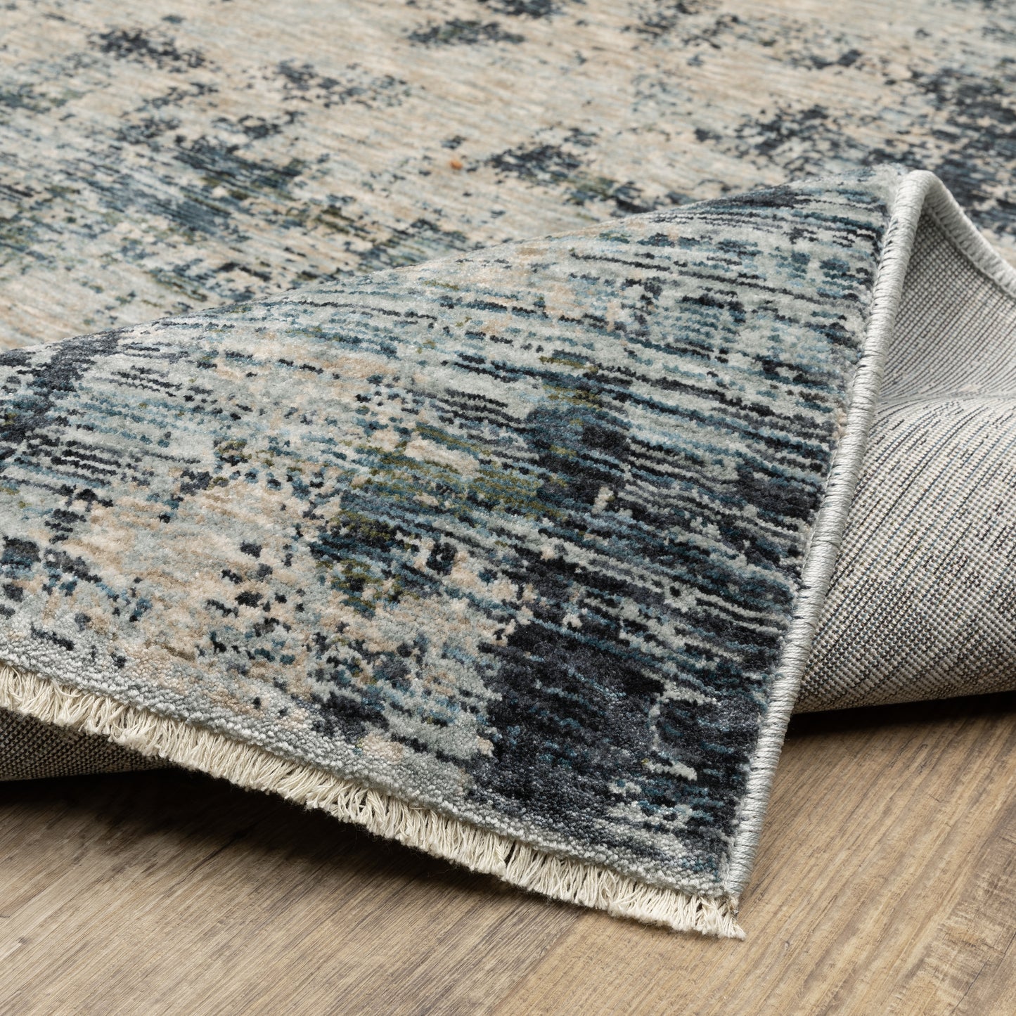 Hayden Abstract Beige/ Blue Cut Pile Rug