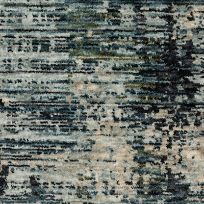 Hayden Abstract Beige/ Blue Cut Pile Rug