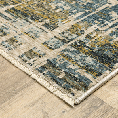 Hayden Abstract Blue/ Gold Cut Pile Rug