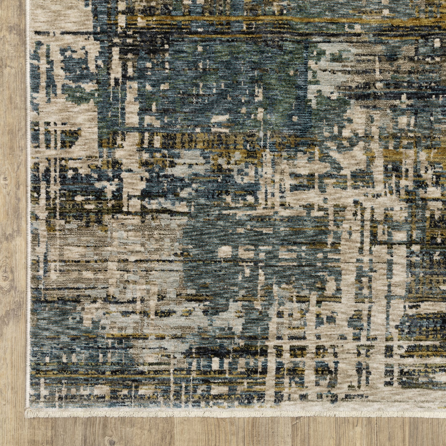 Hayden Abstract Blue/ Gold Cut Pile Rug