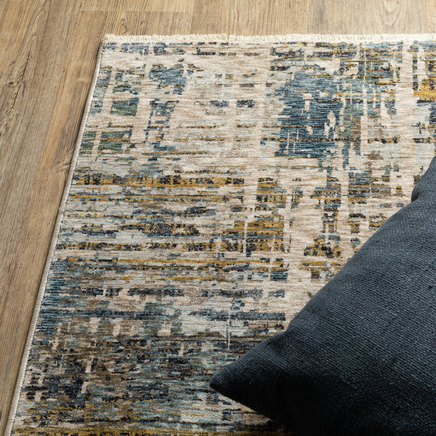 Hayden Abstract Blue/ Gold Cut Pile Rug