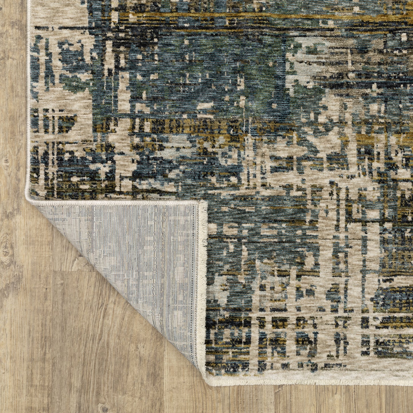 Hayden Abstract Blue/ Gold Cut Pile Rug
