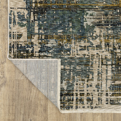 Hayden Abstract Blue/ Gold Cut Pile Rug