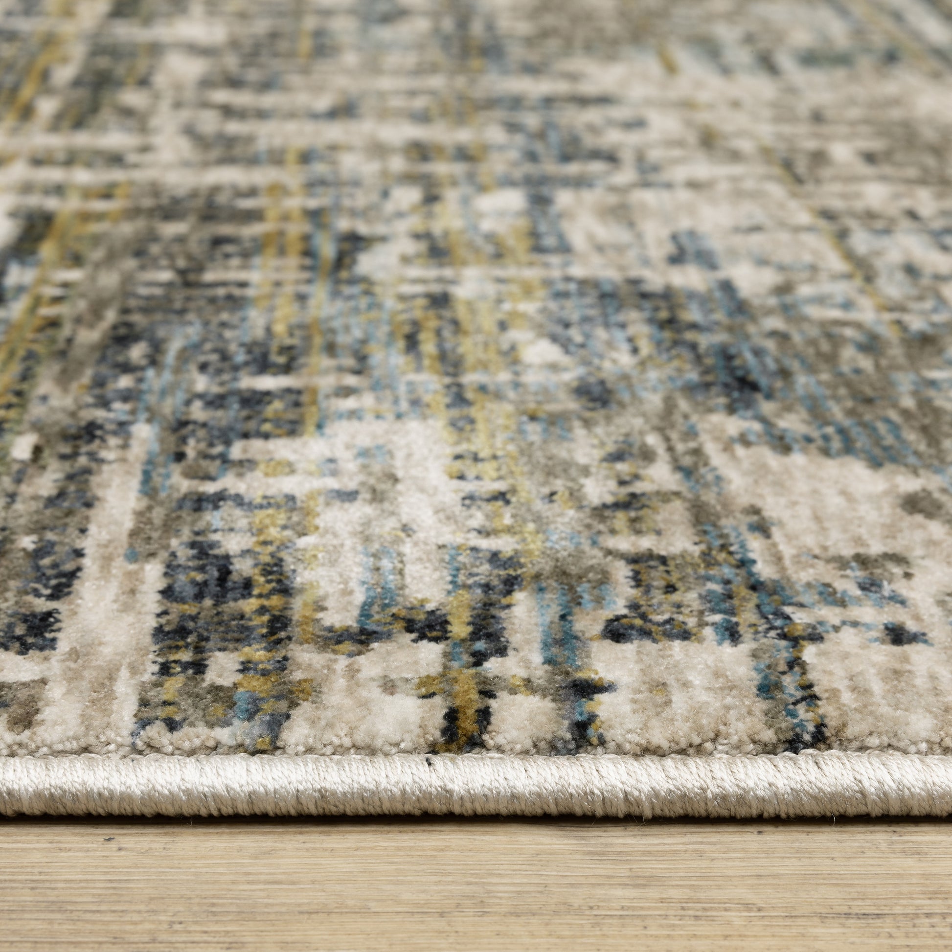 Hayden Abstract Blue/ Gold Cut Pile Rug