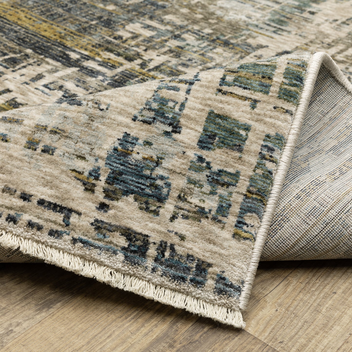 Hayden Abstract Blue/ Gold Cut Pile Rug