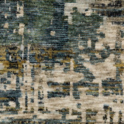 Hayden Abstract Blue/ Gold Cut Pile Rug