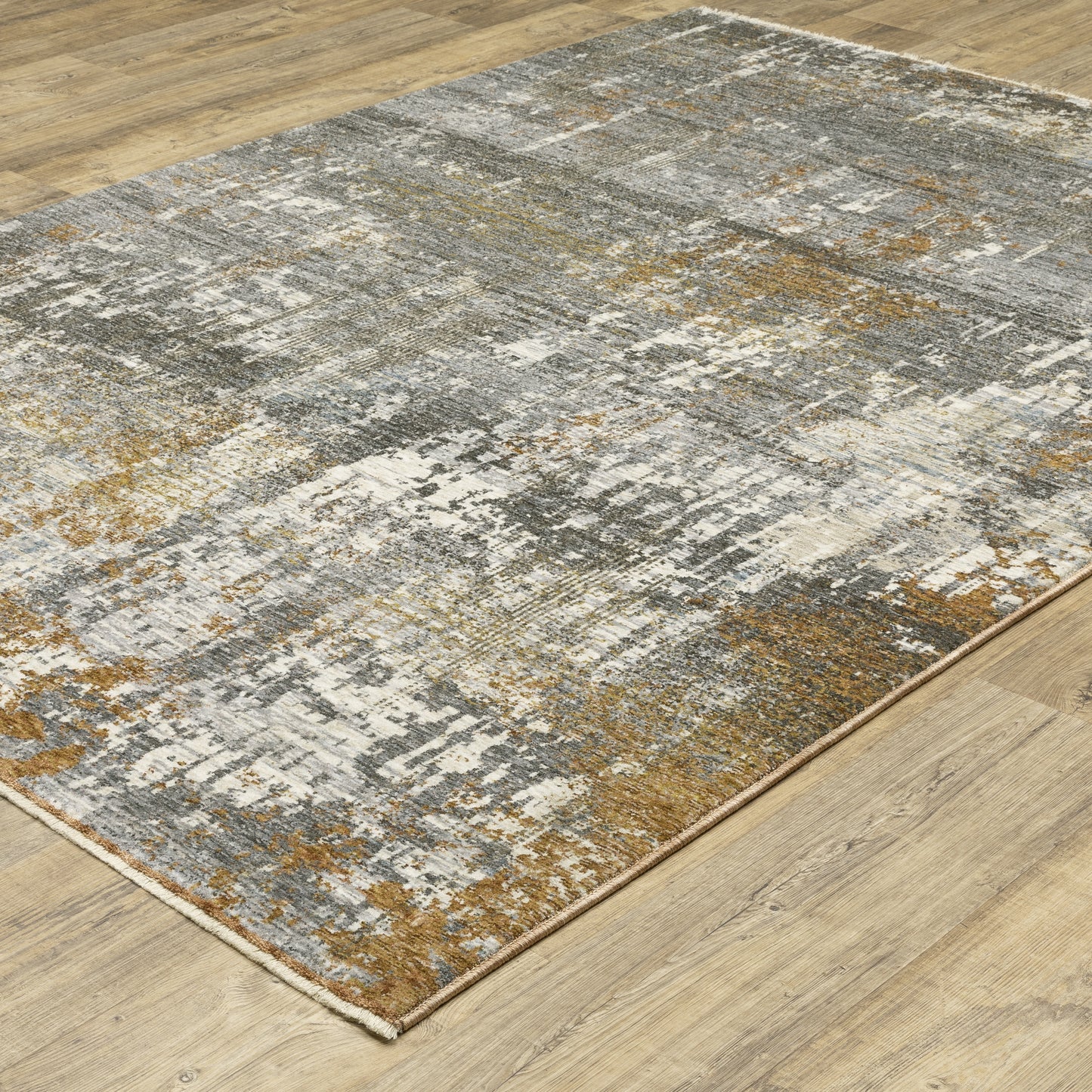 Hayden Abstract Grey/ Rust Cut Pile Rug