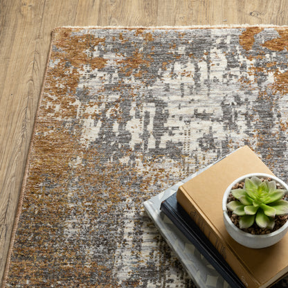 Hayden Abstract Grey/ Rust Cut Pile Rug