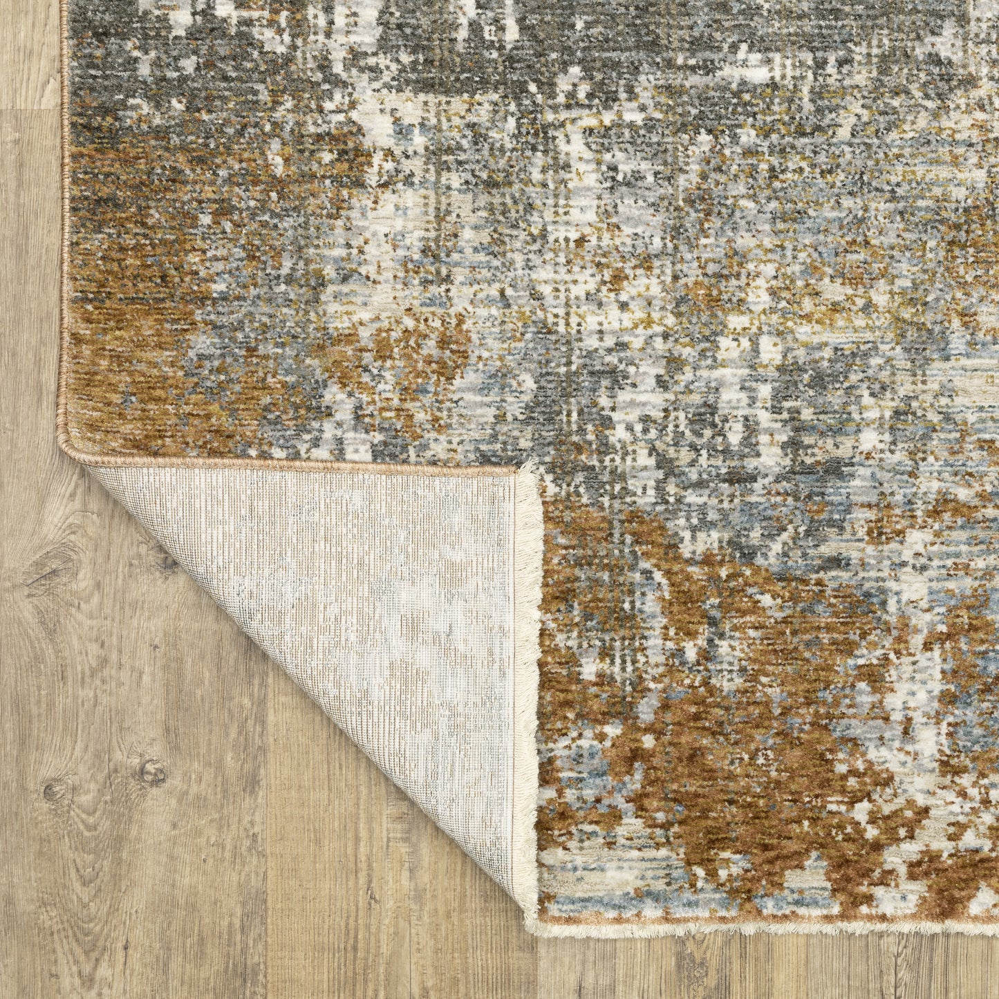 Hayden Abstract Grey/ Rust Cut Pile Rug
