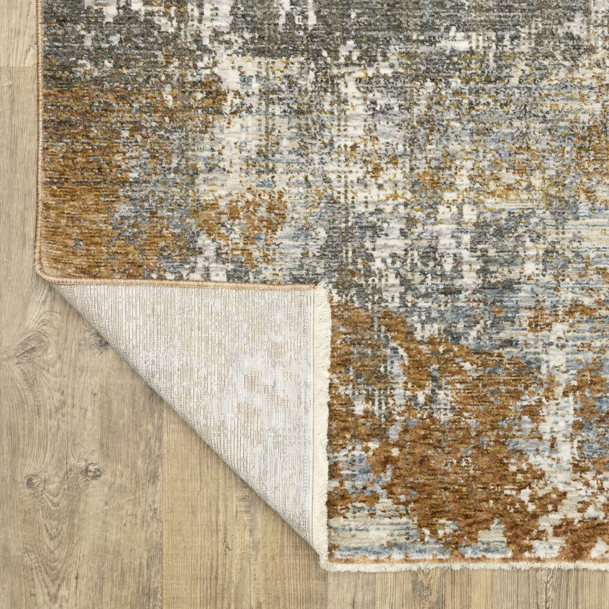 Hayden Abstract Grey/ Rust Cut Pile Rug