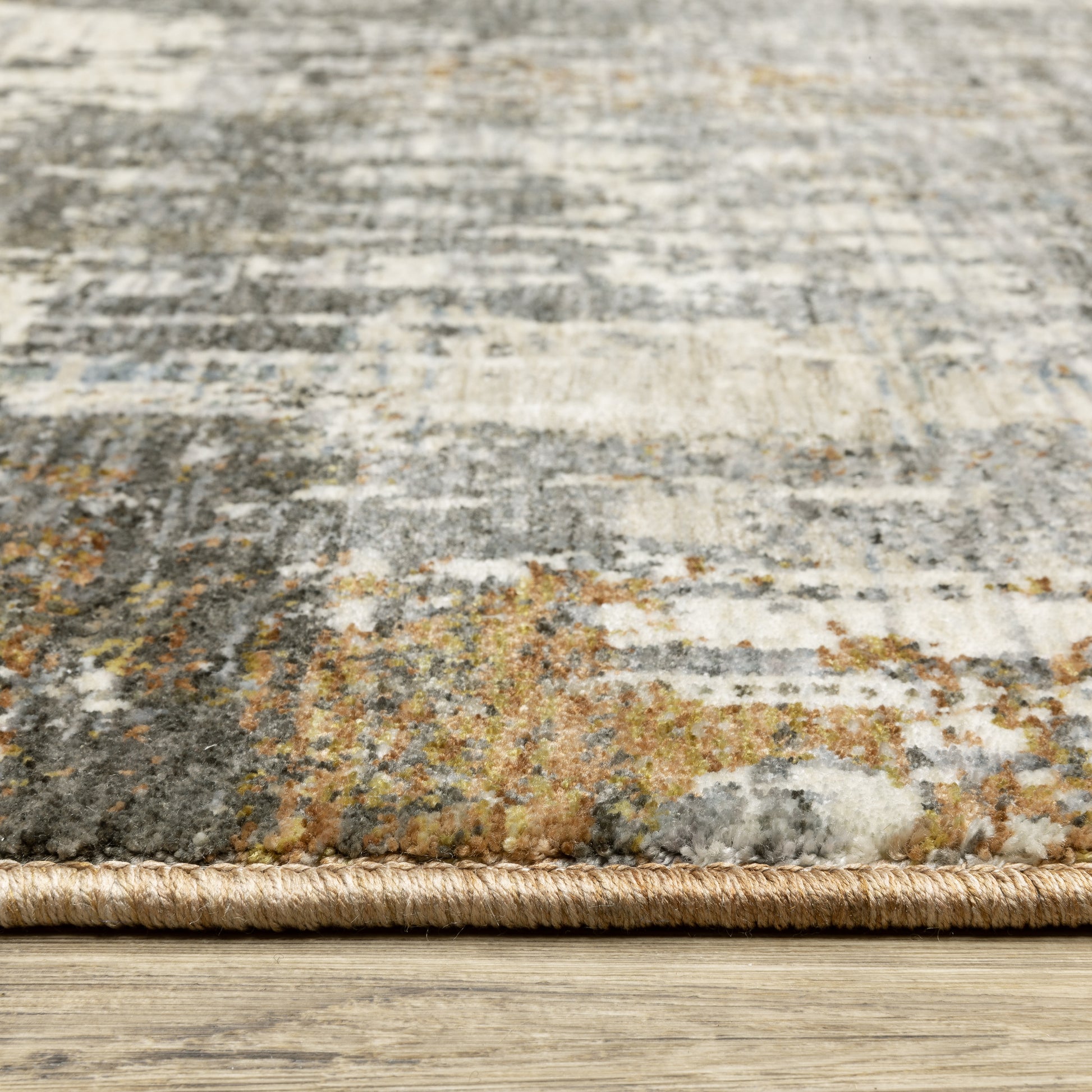 Hayden Abstract Grey/ Rust Cut Pile Rug
