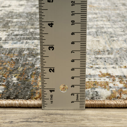 Hayden Abstract Grey/ Rust Cut Pile Rug