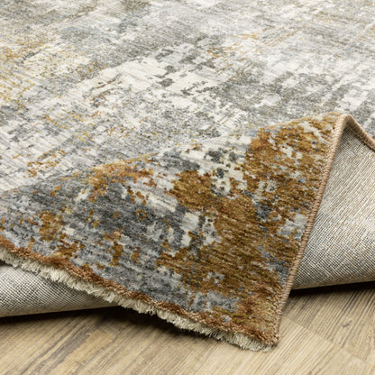 Hayden Abstract Grey/ Rust Cut Pile Rug