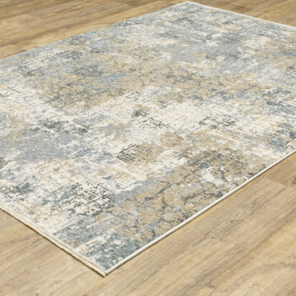 Hayden Abstract Beige/ Blue Cut Pile Rug