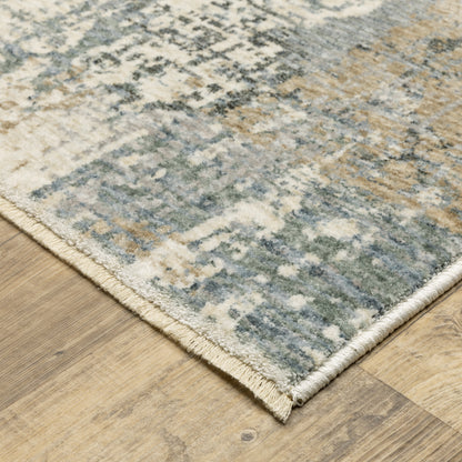 Hayden Abstract Beige/ Blue Cut Pile Rug