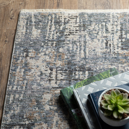 Hayden Abstract Beige/ Blue Cut Pile Rug