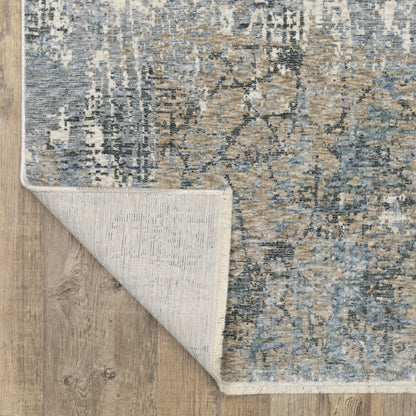 Hayden Abstract Beige/ Blue Cut Pile Rug