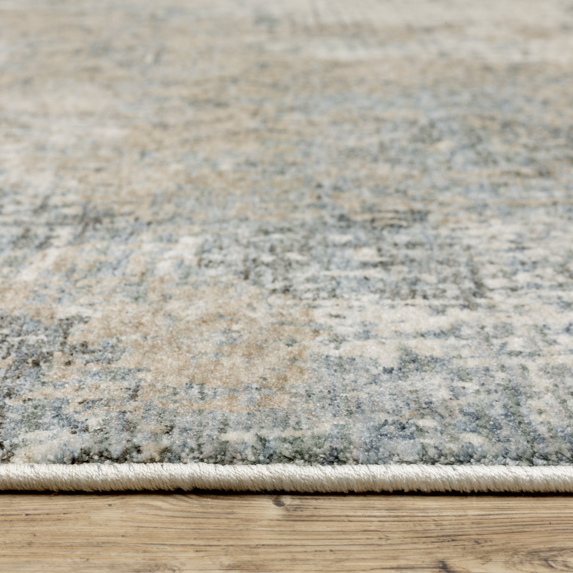 Hayden Abstract Beige/ Blue Cut Pile Rug
