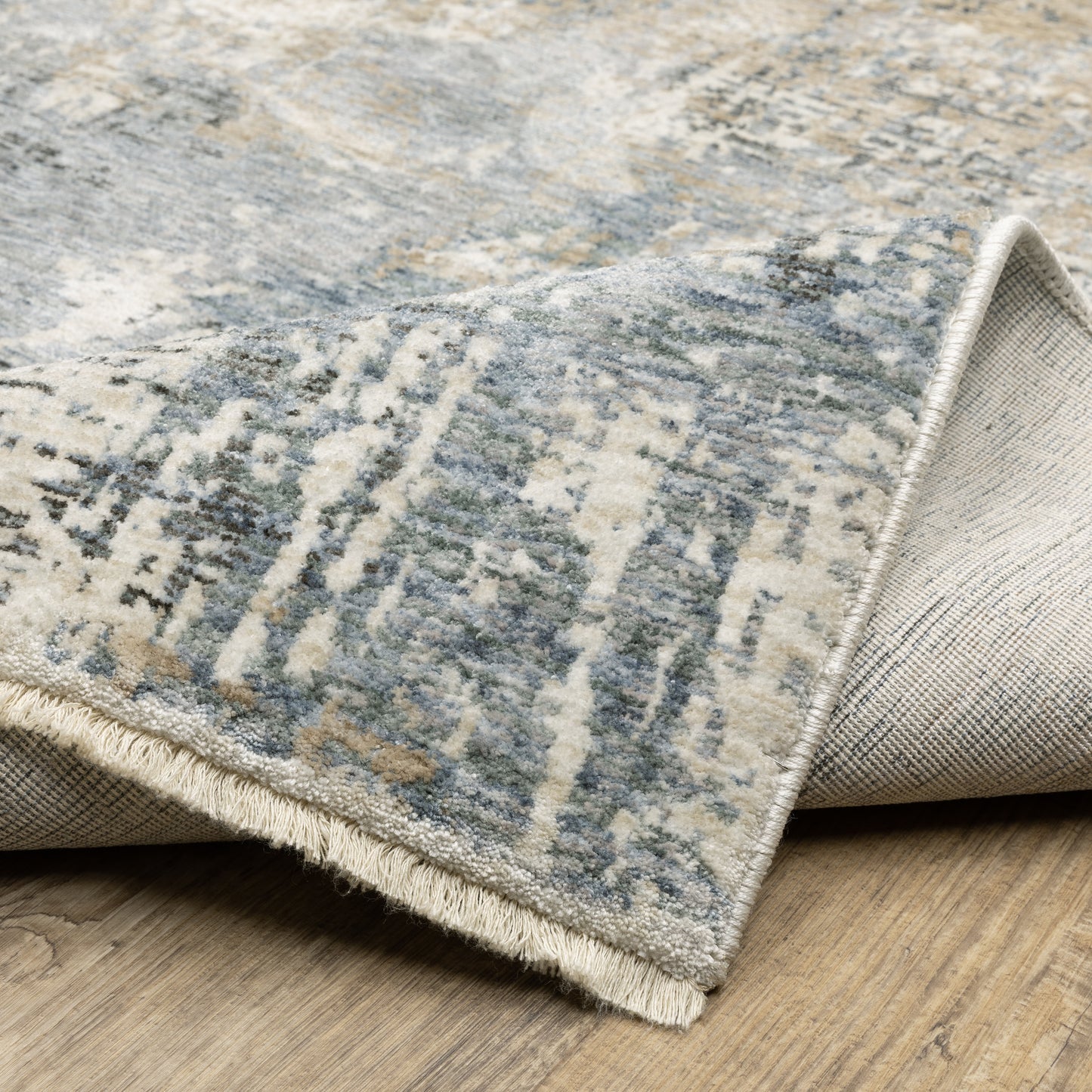 Hayden Abstract Beige/ Blue Cut Pile Rug