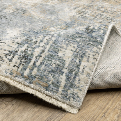 Hayden Abstract Beige/ Blue Cut Pile Rug