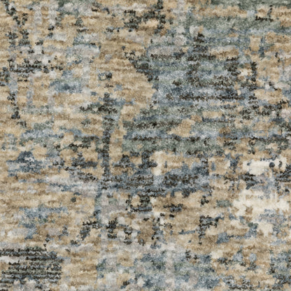 Hayden Abstract Beige/ Blue Cut Pile Rug