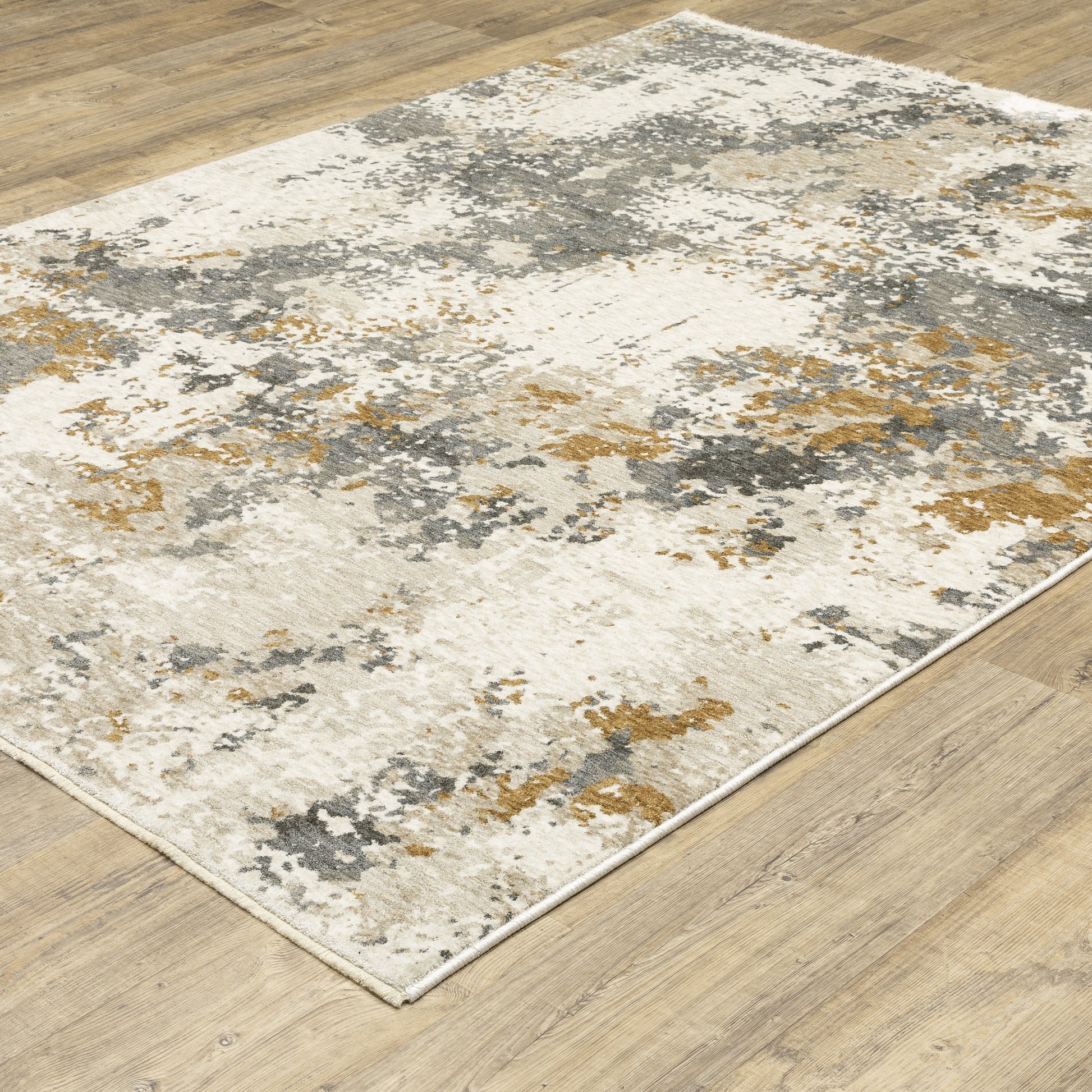 Hayden Abstract Beige/ Rust Cut Pile Rug