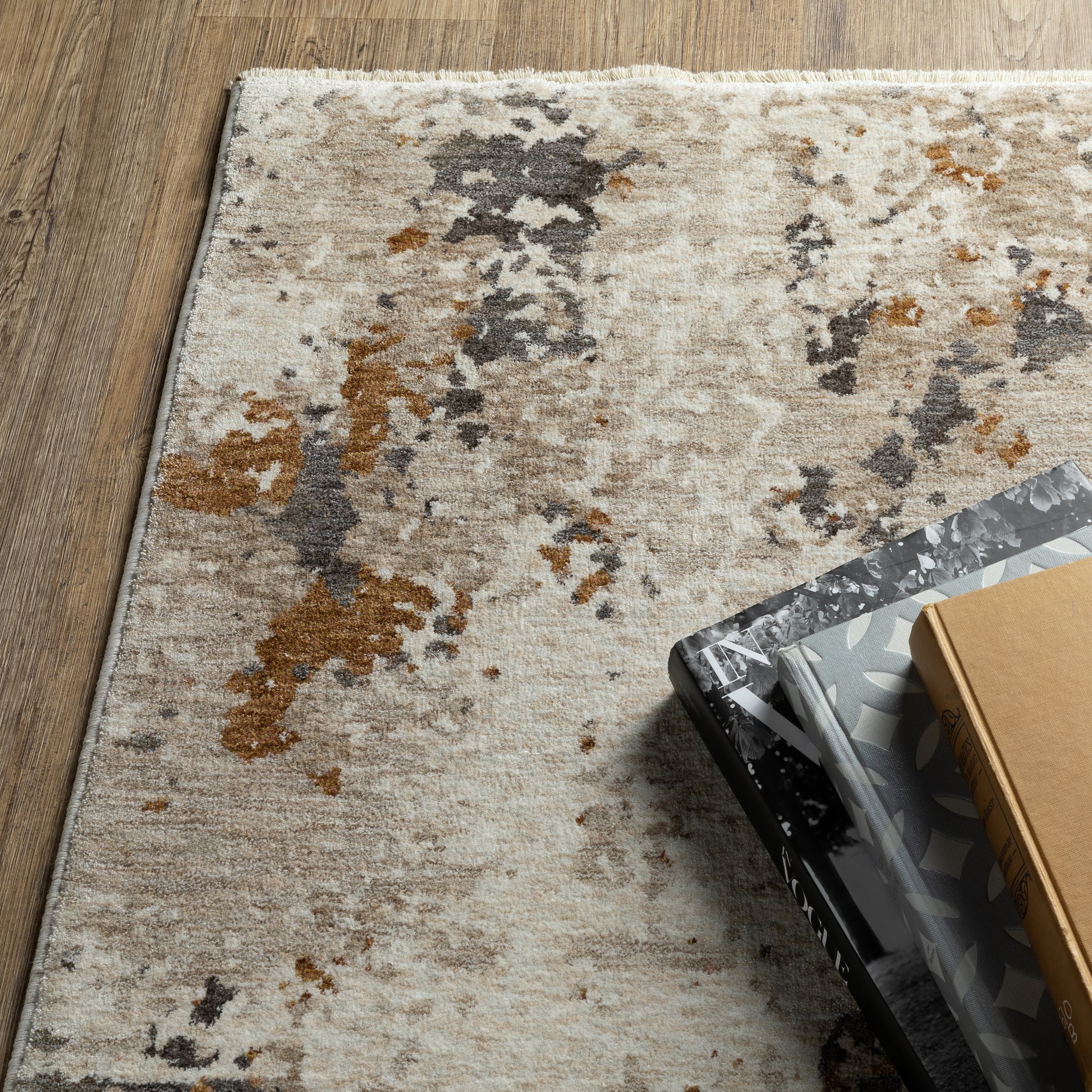 Hayden Abstract Beige/ Rust Cut Pile Rug