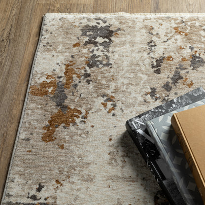 Hayden Abstract Beige/ Rust Cut Pile Rug