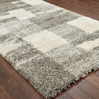 Henderson Shag Ivory/ Grey Geometric Cut Pile Rug