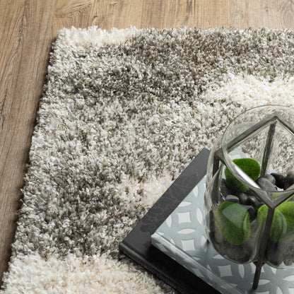 Henderson Shag Grey/ Ivory Geometric Cut Pile Rug