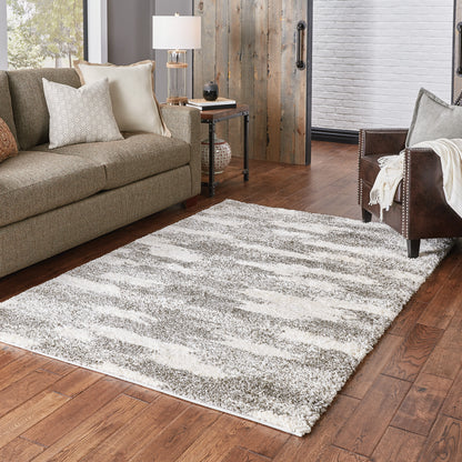 Henderson Shag Grey/ Ivory Geometric Cut Pile Rug