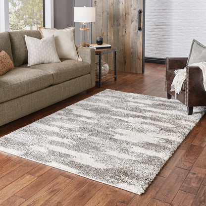 Henderson Shag Grey/ Ivory Geometric Cut Pile Rug