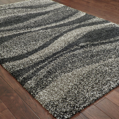 Henderson Shag Grey/ Charcoal Stripe Cut Pile Rug