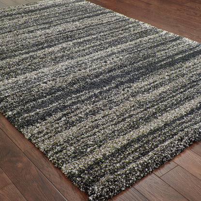 Henderson Stripe Grey/ Charcoal Shag Cut Pile Rug