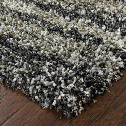 Henderson Stripe Grey/ Charcoal Shag Cut Pile Rug
