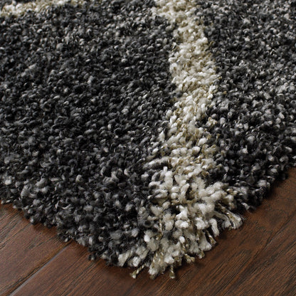 Henderson Lattice Charcoal/ Grey Shag Cut Pile Rug