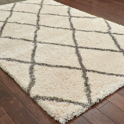 Henderson Lattice Ivory/ Grey Shag Cut Pile Rug