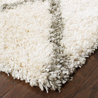 Henderson Lattice Ivory/ Grey Shag Cut Pile Rug