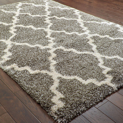 Henderson Lattice Grey/ Ivory Shag Cut Pile Rug