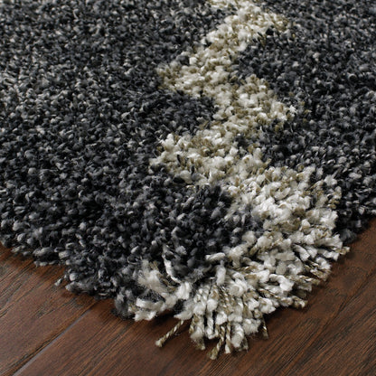Henderson Lattice Charcoal/ Grey Shag Cut Pile Rug