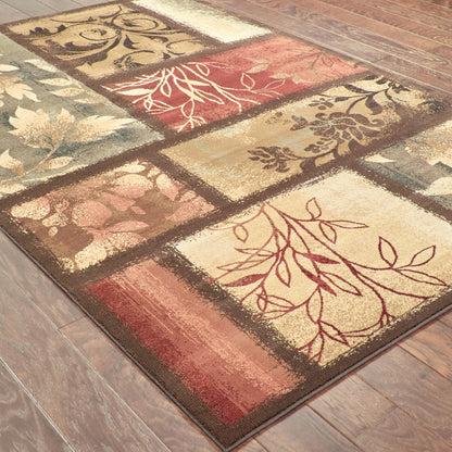 Hudson Geometric Brown/ Brown Abstract Cut Pile Rug