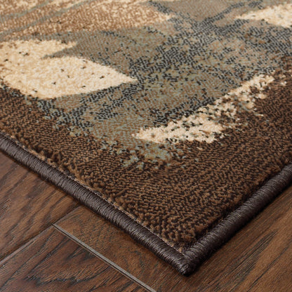 Hudson Geometric Brown/ Brown Abstract Cut Pile Rug