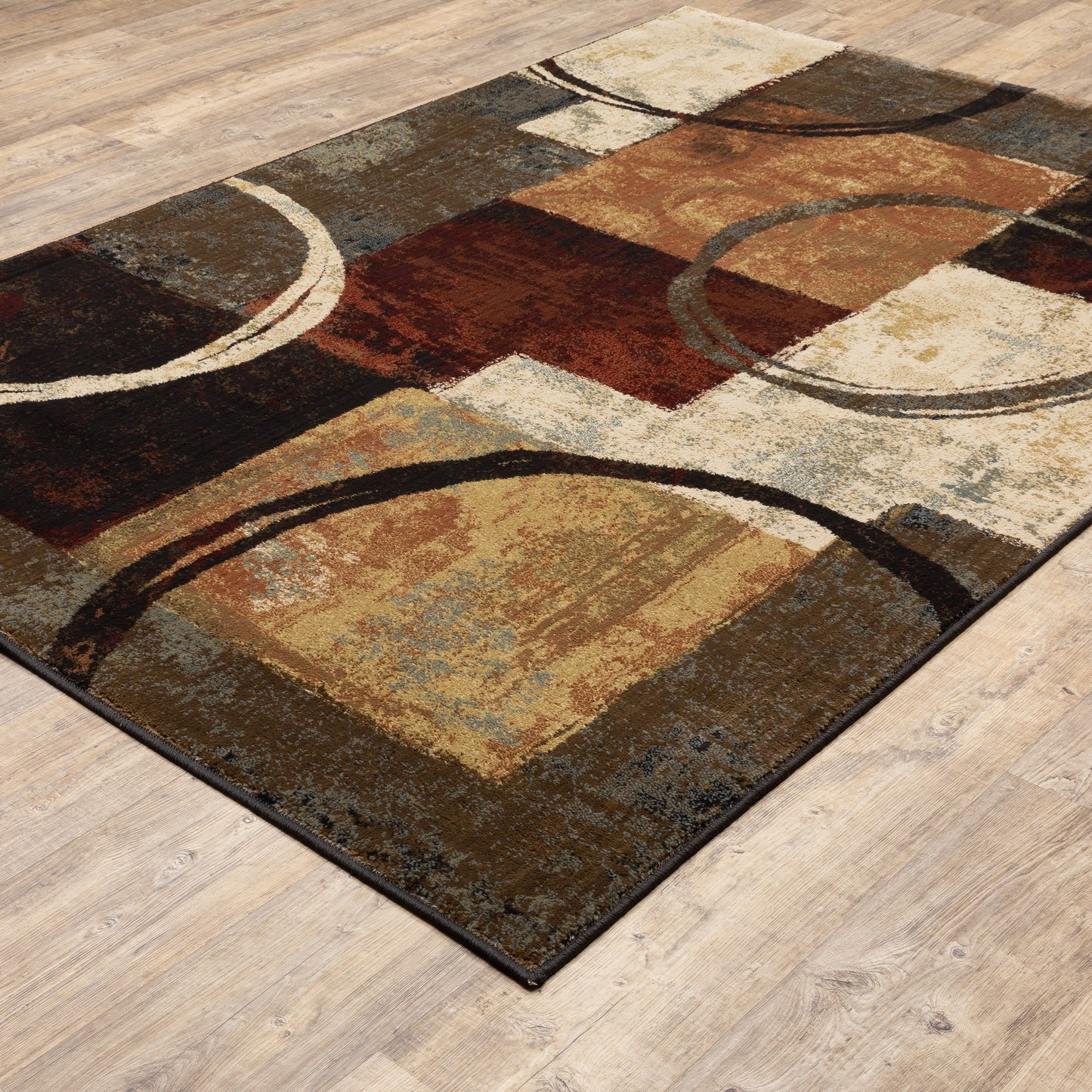 Hudson Abstract Brown/ Black Cut Pile Rug
