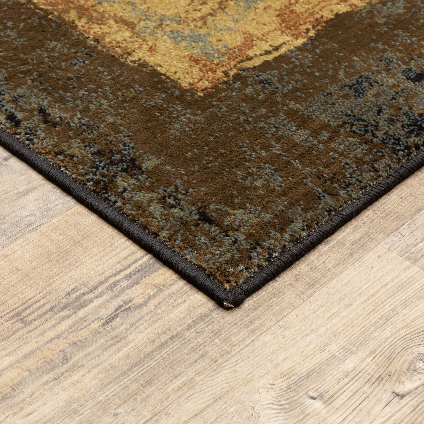 Hudson Abstract Brown/ Black Cut Pile Rug