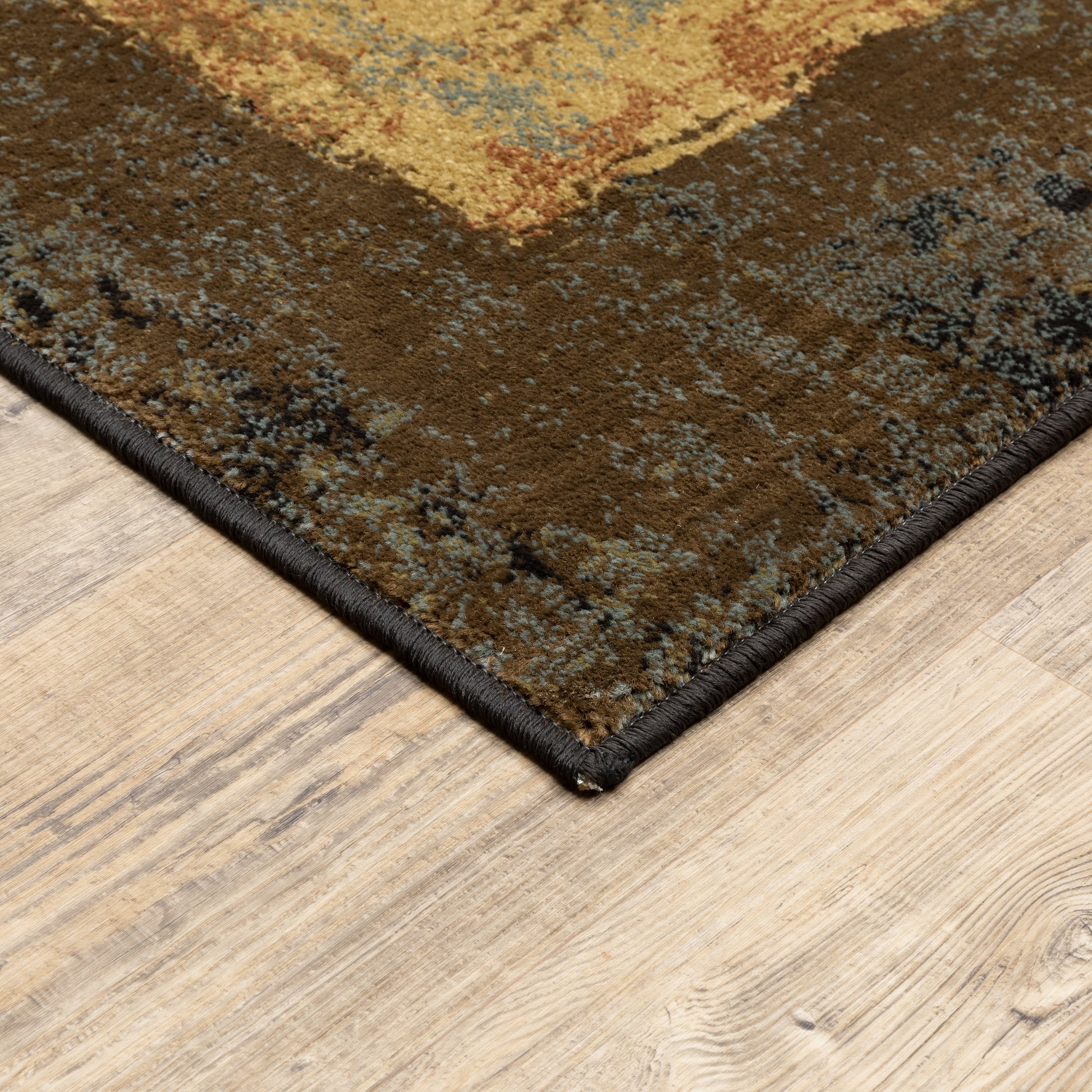 Hudson Abstract Brown/ Black Cut Pile Rug