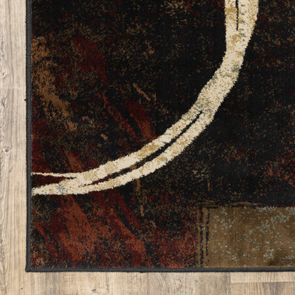 Hudson Abstract Brown/ Black Cut Pile Rug