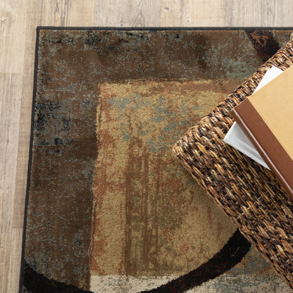 Hudson Abstract Brown/ Black Cut Pile Rug