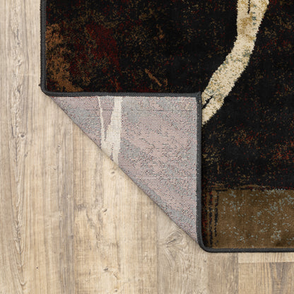 Hudson Abstract Brown/ Black Cut Pile Rug